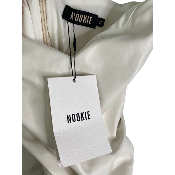 Nookie Rhea Faux Leather Mini Dress Ruched Sexy Party Clubbing White Size XS - Picture 6 of 13
